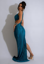 Beautiful blue maxi dress with a flowing skirt, perfect for dancing