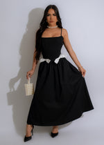 Occasion Bow Midi Dress Black, a sleek and sophisticated evening attire