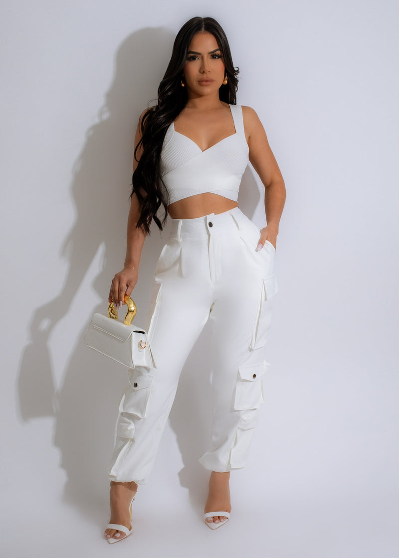 Much Confidence Cargo Jogger White