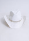  White Cowboy Hat adorned with Rhinestones and Sunset Glamour details, ideal for adding a touch of sparkle to your ensemble