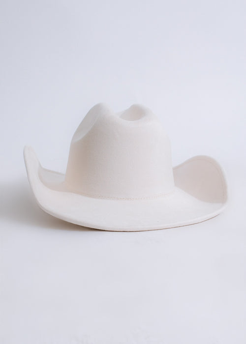 Ride With Me Suede Cowboy Hat White