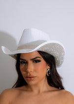 Sunset Glamour Rhinestones Cowboy Hat White