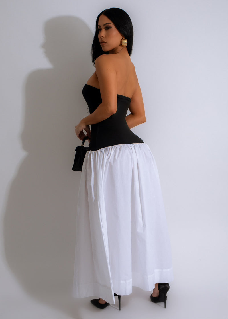  Back view of Your Muse Maxi Dress Black, featuring a dramatic low back and a stunning floor-length hemline