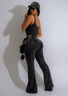 Comfortable and stylish Dreamy Choice Ribbed Pant Set in classic black