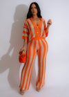 Good Summer Knit  Pant Set Orange