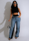 Chic Aesthetic Denim Pants Black, front view, high-waisted with distressed details