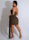 Exquisite Petite Dramatic Metallic Mini Dress Gold with flared skirt and plunging neckline