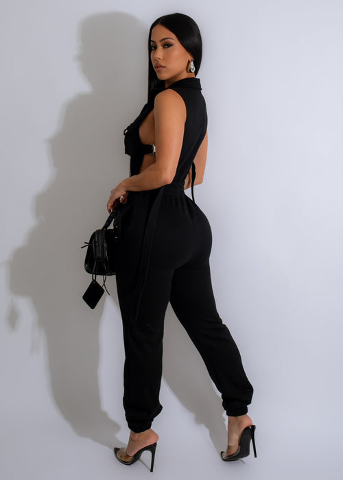 Stylish and comfortable Came To Win Jumpsuit Black for women