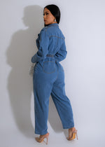 When You Believe Rhinestones Denim Jumpsuit - trendy, stylish, and glamorous outfit for any occasion