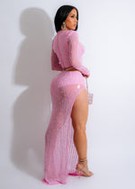 Your New Obsession Mesh Rhinestones Skirt Set Pink