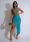 Shining Girl Sequin Mesh Midi Dress Blue