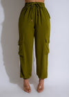 Trendy and versatile cargo jogger pants in a refreshing shade of green