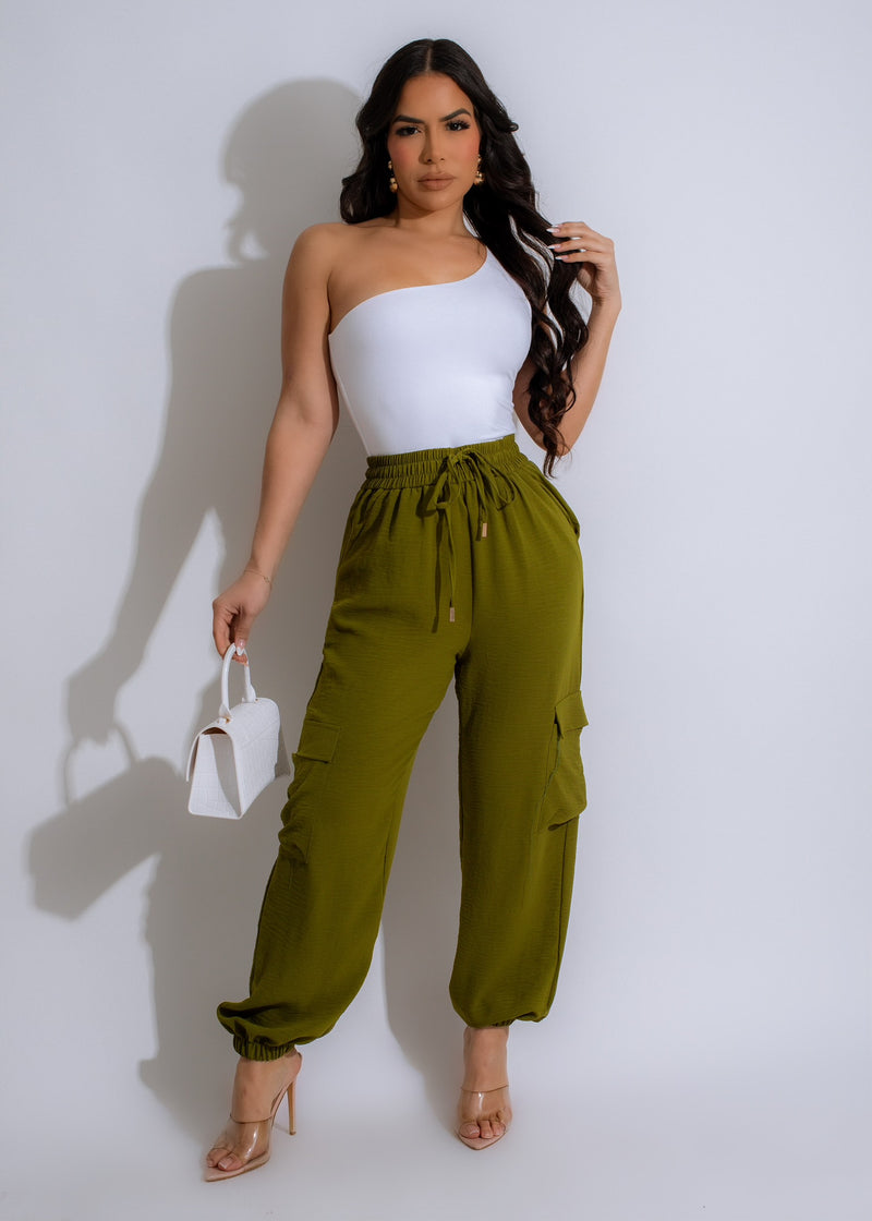 Cool Chik Cargo Jogger Green with comfortable stretch fabric and stylish pockets