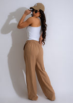Close-up of Casual Day Tailored Pants Brown, showing fine stitching and quality material