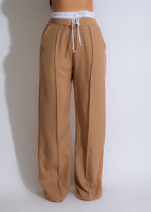 Casual Day Tailored Pants Brown, back view, stylish design, versatile for any occasion