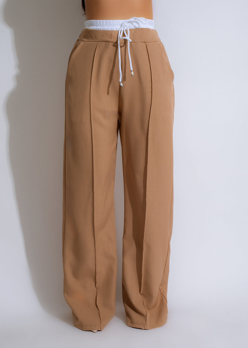 Casual Day Tailored Pants Brown, back view, stylish design, versatile for any occasion