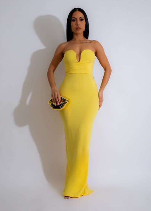 Your Fantasy Maxi Dress Yellow - a flowing, vibrant yellow dress perfect for summer events and beach vacations