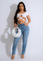 Mind Body Ribbed Crop Top White - front view on model 