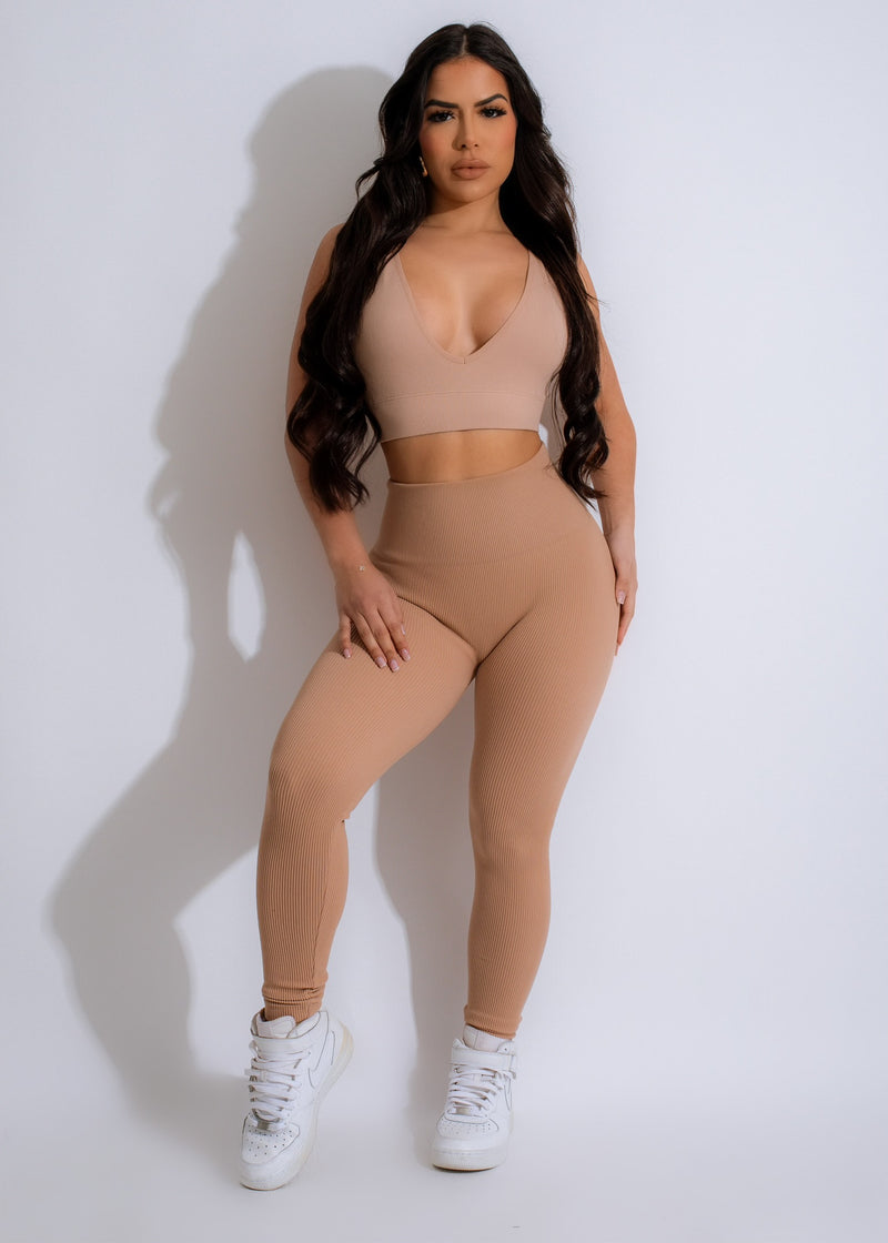 Cardio Rush Ribbed Crop Top Nude in soft and stretchy fabric