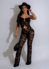 Always Mine Lace Legging Set Black - Front view with lace detailing and comfortable fit 