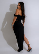 Stylish Double Date Ruched Skirt Set Black - back view on model
