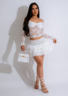 Beautiful white lace skirt and matching top set for women 