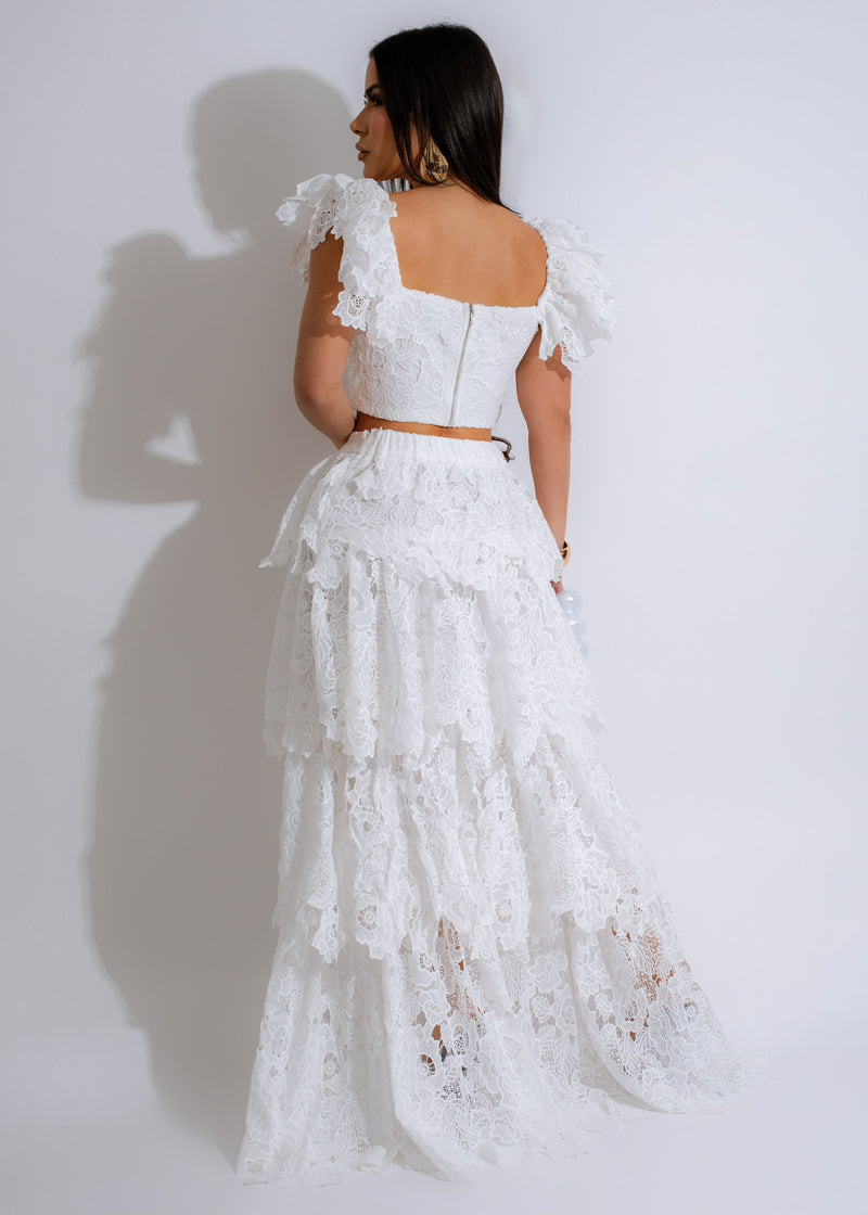 Beautiful Days Lace Skirt Set White - Elegant and feminine summer outfit