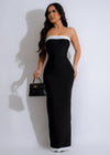 Pretty In Bandage Maxi Dress Black, a sleek and elegant evening gown with a flattering silhouette and eye-catching design 