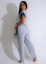 Trendy and comfortable matching grey denim pant and top set outfit