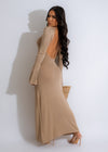 Beautiful nude knitted maxi dress perfect for a relaxing getaway