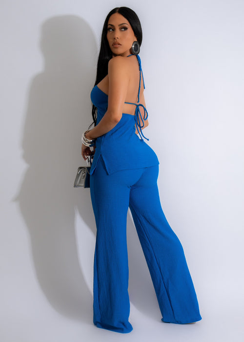 Back Again Pant Set Blue, a comfortable and stylish clothing choice