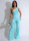A stunning blue jumpsuit with a flattering fit and trendy design