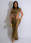 Performance Metallic Maxi Dress Gold