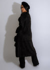 Stylish Utopia Fur Pant Set in Black, perfect for cozy winter evenings