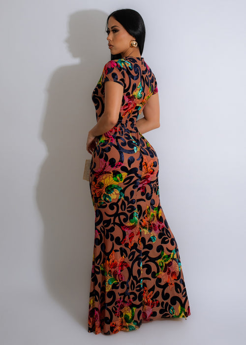 Supreme Bliss Mesh Velvet Maxi Dress