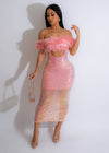 Glamour Up Feather Sequin Midi Dress