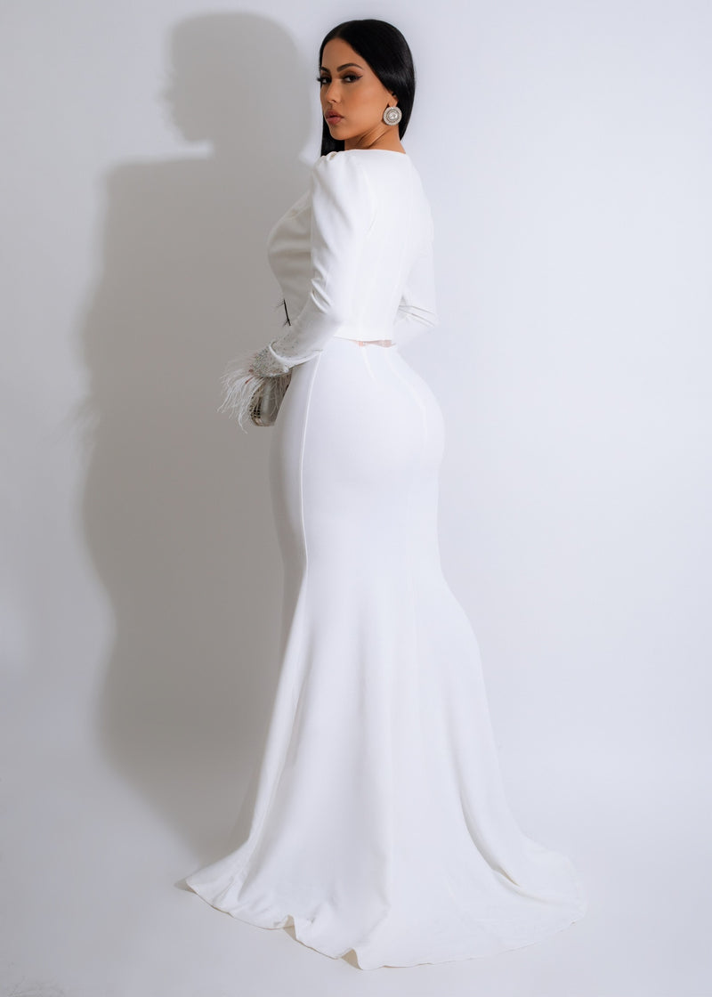 Glow Up Rhinestone Maxi Dress White