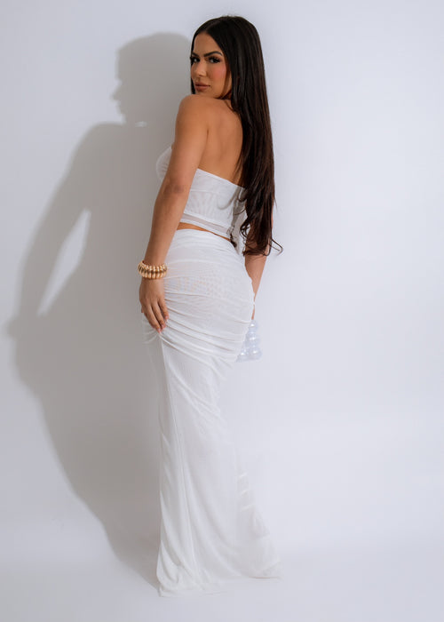 Stunning Limited Time Mesh Skirt Set in White, perfect for summer outings