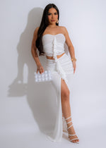 Stylish limited time offer mesh skirt set in elegant white color