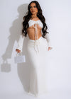 White Urban Voyage Ruched Knitted Skirt Set, a stylish and versatile outfit perfect for any occasion