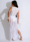 Boho Breeze Knitted Maxi Dress White