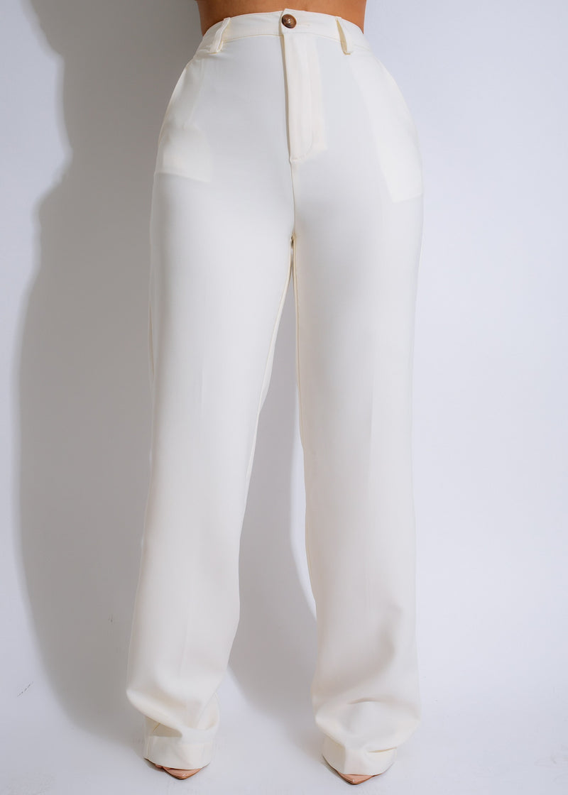 Drunk In Love Pant White: a stylish, high-waisted, wide-leg pant for a chic and sophisticated look