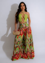 Two-piece green pant set ideal for a romantic getaway or vacation