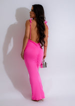 Twinkle Cocktail Ruched Maxi Dress Pink, front view, floor-length gown, elegant evening wear