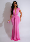 Day To Day Maxi Dress Pink - Front view of the pink maxi dress with spaghetti straps and side slit 