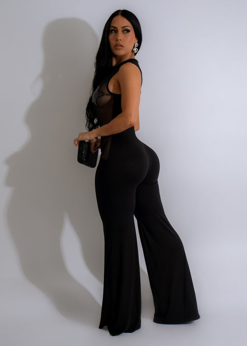 Sexy Star Mesh Sequin Jumpsuit Black