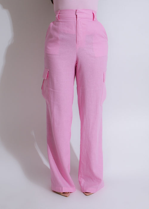 One For One Linen Cargo Pants Pink