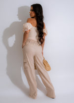One For One Linen Cargo Pants in a chic nude hue