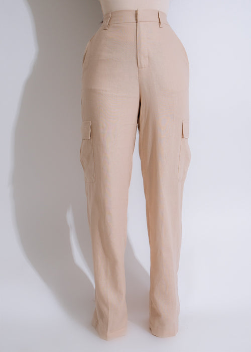 Stylish and comfortable cargo pants in a versatile nude shade