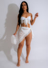 Sunset Fringe Bikini Set White with Tassel Detail and Adjustable Straps